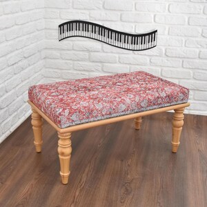 ottoman rug bench / footstool / coffee table for living room / versatile and unique handmade furniture / modern farmhouse rustic boho chic