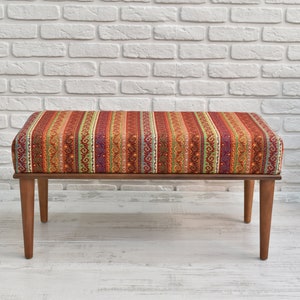 Handmade bench, Wood work bench, ottoman bench, upholstered kilim bench, ottoman pouffe, free shipping, wartanstore bench footstool ottoman