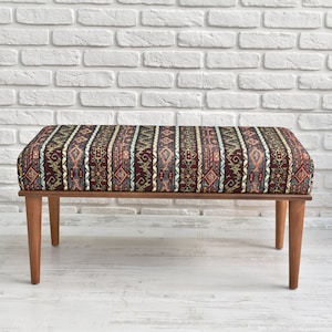kilim ottoman, bench, upholstered bench, wood work bench, coffee table, living room bench dining bench piano bench vanity chair stool
