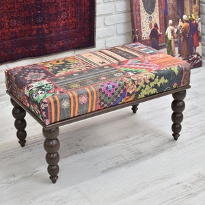 Gorgeous Entryway Bench That Adds Comfort and Style to Your Home / Upholstered bench / handmade furniture / ottoman / Solid Wood Bench image 1