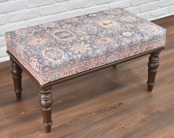 ottoman bench / handmade furniture / wood bench / entryway / footstool bench/ hallway bench / large ottoman coffee table