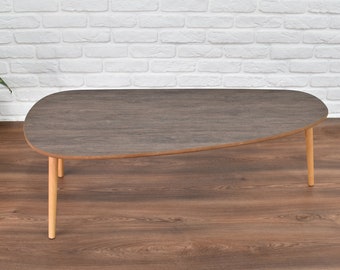 Coffee Table w/ Natural Wooden Legs in Modern Style, Solid Coffee Table, Center Table, End Table for Living Room, Scandinavian Style Table
