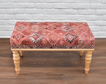 Banco de entrada, silla tapizada y banco otomano - Taburete - Banco de piano - Banco Boho - Mesa auxiliar - Mesa de centro para sala de estar