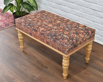 Banco de entrada rústico de madera / banco de final de cama / banco de ventana / silla tapizada / otomana / asiento de mesa de comedor / silla de estar de cocina