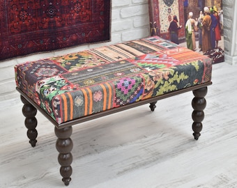 Gorgeous Entryway Bench That Adds Comfort and Style to Your Home / Upholstered bench / handmade furniture / ottoman / Solid Wood Bench