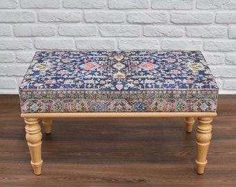 footstool bench / ottoman bench / farmhouse decor / authentic rug bench / useful furniture / piano bench / kilim bench / turkish rug bench