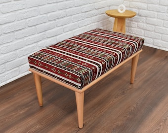 banco otomano / banco de alfombra kilim nómada / banco tapizado / banco decorativo / silla otomana / asiento de entrada / mesa de centro