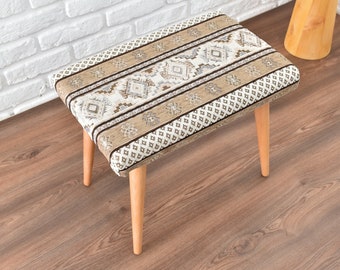 Farmhouse Stool, Ottoman Stool, Entry Bench, Vanity Chair, Footstool, Bench, Coffee End Table, Bedroom Bed Side Table, free shipping