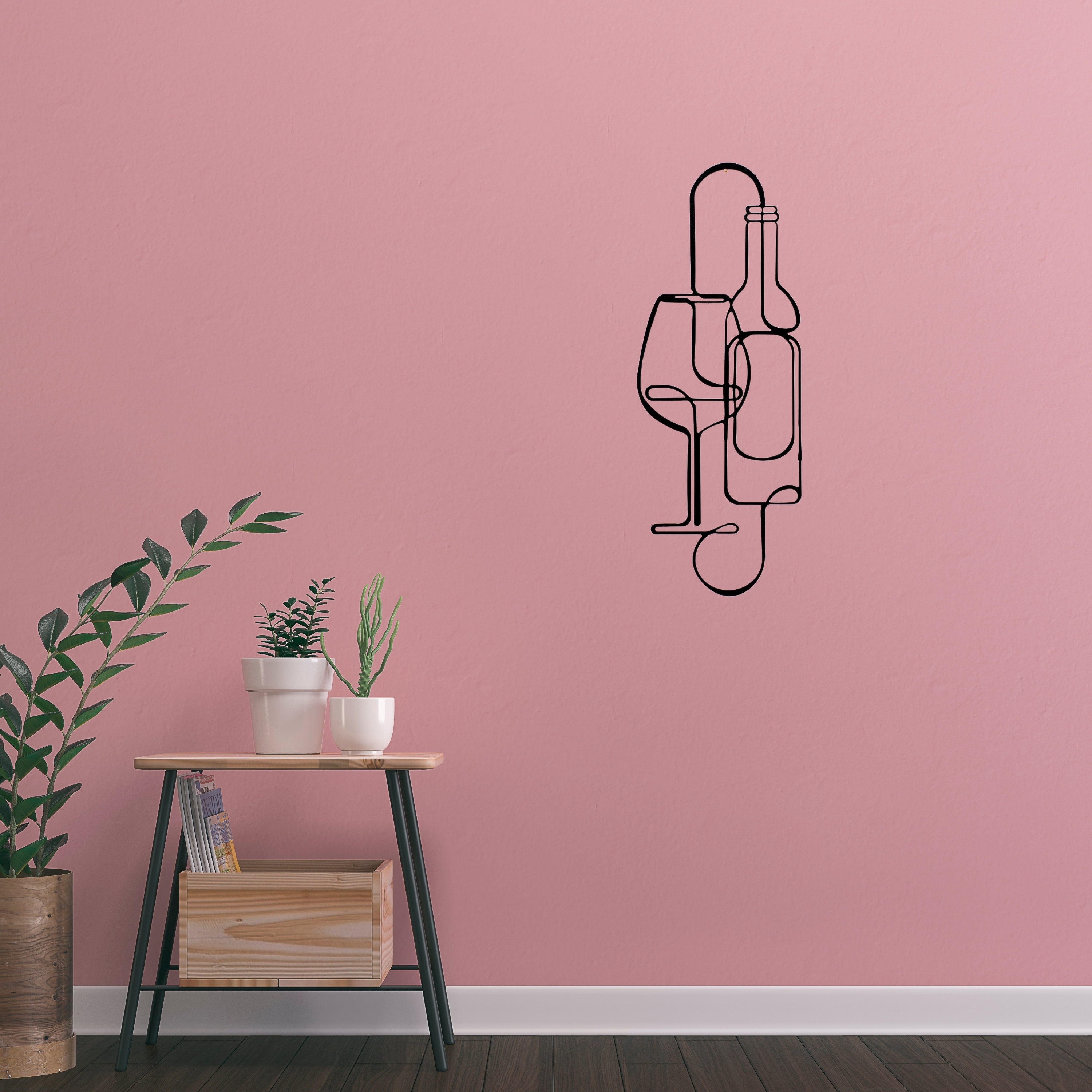 Single Line Art, Metal Wall Sign, Wall Decoration, Wine Lover Gift ...