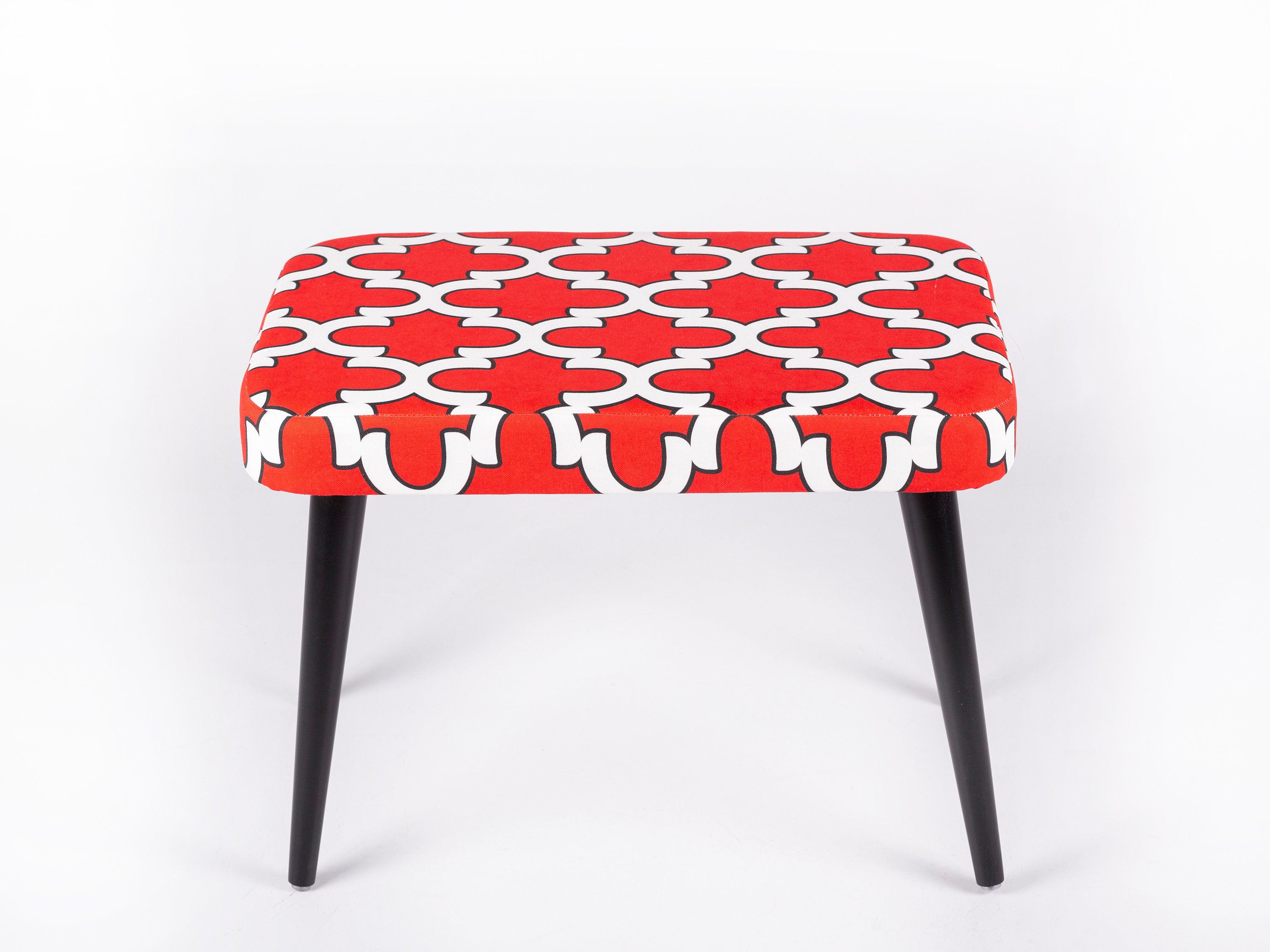 Red Entry Hall Bench Modern Entryway Bench, Bench Upholstered With Moroccan Pattern, Red ...