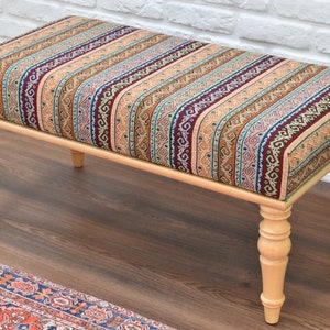 Iconic Ottoman Bench, Upholstered Wooden Bench, Chair, Office Decoration, Dining Chair, kitchen table seat, living room furniture, gift idea image 5