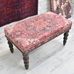 ottoman bench / nomadic kilim rug bench / upholstered bench / decorative bench / ottoman chair / entryway seat / coffee table