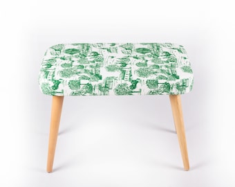 Aesthetic Room Decor Boho Entryway Bench, Small Ottoman Bench, Wooden Furniture,  Upholstered Bench Wooden Pouf Footstool Hallway Seat LOFT