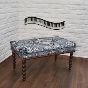 farmhouse bench / ottoman rug bench / turkish rug ottoman / upholstered bench / boho bench / gift for her / new home gift / bedroom bench