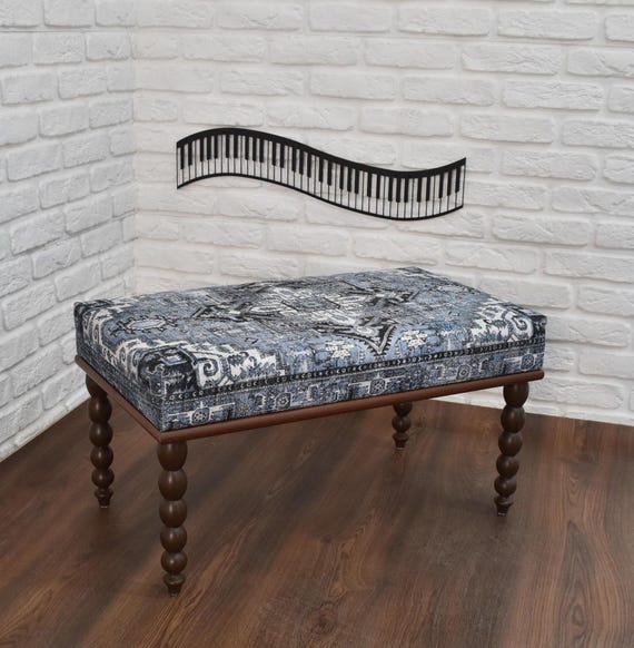 farmhouse bench / ottoman rug bench / turkish rug ottoman / upholstered bench / boho bench / gift for her / new home gift / bedroom bench