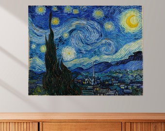 Canvas, Vincent Van Gogh, The Starry Night, Wall Decor, Van Gogh Painting, Artwork, Starry Night Decor, Bedroom Living Room Wall Hanging