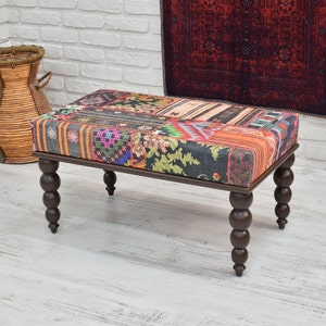 Gorgeous Entryway Bench That Adds Comfort and Style to Your Home / Upholstered bench / handmade furniture / ottoman / Solid Wood Bench image 6