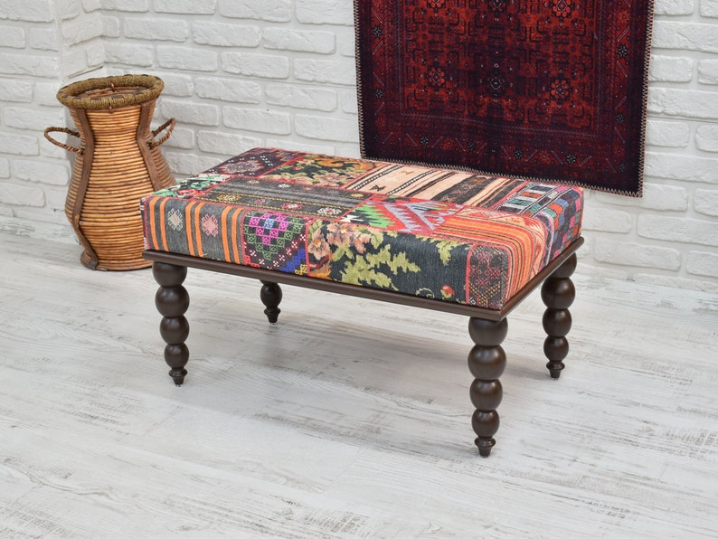 Gorgeous Entryway Bench That Adds Comfort and Style to Your Home / Upholstered bench / handmade furniture / ottoman / Solid Wood Bench image 6