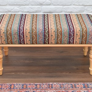 Iconic Ottoman Bench, Upholstered Wooden Bench, Chair, Office Decoration, Dining Chair, kitchen table seat, living room furniture, gift idea image 1