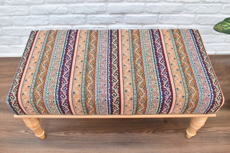 Iconic Ottoman Bench, Upholstered Wooden Bench, Chair, Office Decoration, Dining Chair, kitchen table seat, living room furniture, gift idea image 7