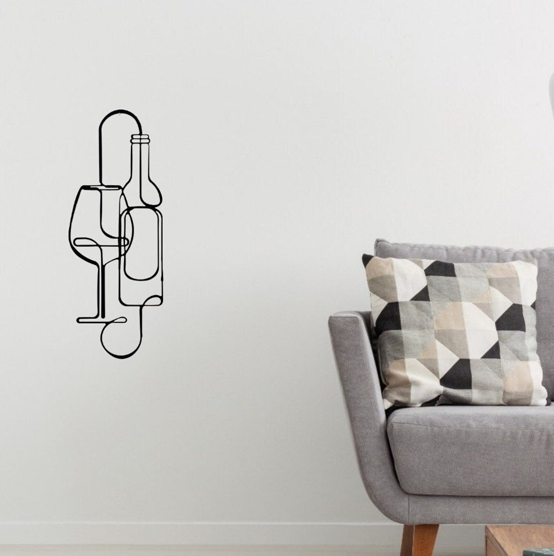 Single Line Art, Metal Wall Sign, Wall Decoration, Wine Lover Gift ...