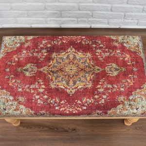 housewarming gift bench / kilim rug bench / oriental home decor / bench with vintage style oriental turkish rug / bedroom ottoman stool
