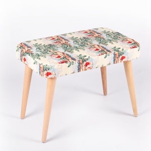 Bench Wooden Pouf Footstool Upholstered Handmade Pouffe Hallway Seat LOFT Upholstered bench Furniture Turkish bench entryway decor