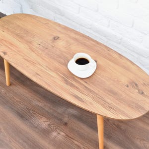 Mesa de centro em madeira estilo moderno, Mesa oval, Sala de estar, Móveis turcos artesanais, Mesa de centro de madeira, Mesa de chá, Mesa elipse