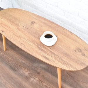 Coffee table in wood modern style, Oval table, living room, Handcrafted Turkish Furniture, Wood Center Table, tea table, ellipse table