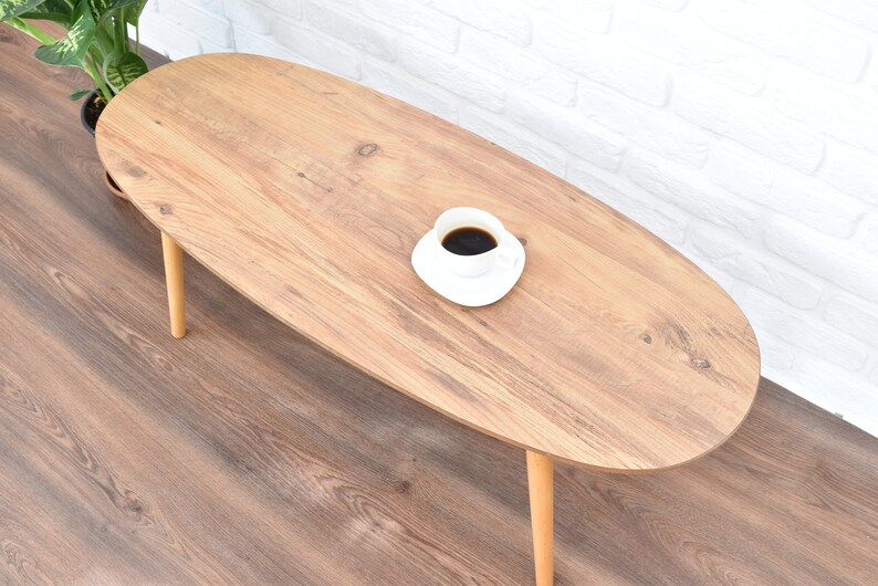 Coffee Table in Wood Modern Style Oval Table Living Room - Etsy