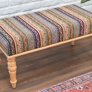 Iconic Ottoman Bench, Upholstered Wooden Bench, Chair, Office Decoration, Dining Chair, kitchen table seat, living room furniture, gift idea image 6