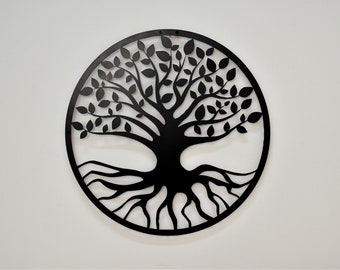 Metall Baum des Lebens Wandkunst Baum des Lebens Wanddeko Metallschild rund Baum des Lebens Familie Einzug Geschenk Wanddekoration Wandbehang Skulptur
