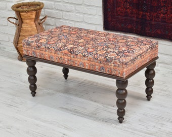 Ottoman Upholstered Bench, Handmade Furniture, Turkish Rug Bench, Aztec Bench, Farmhouse Decor, Entry Bench, Patio Furniture