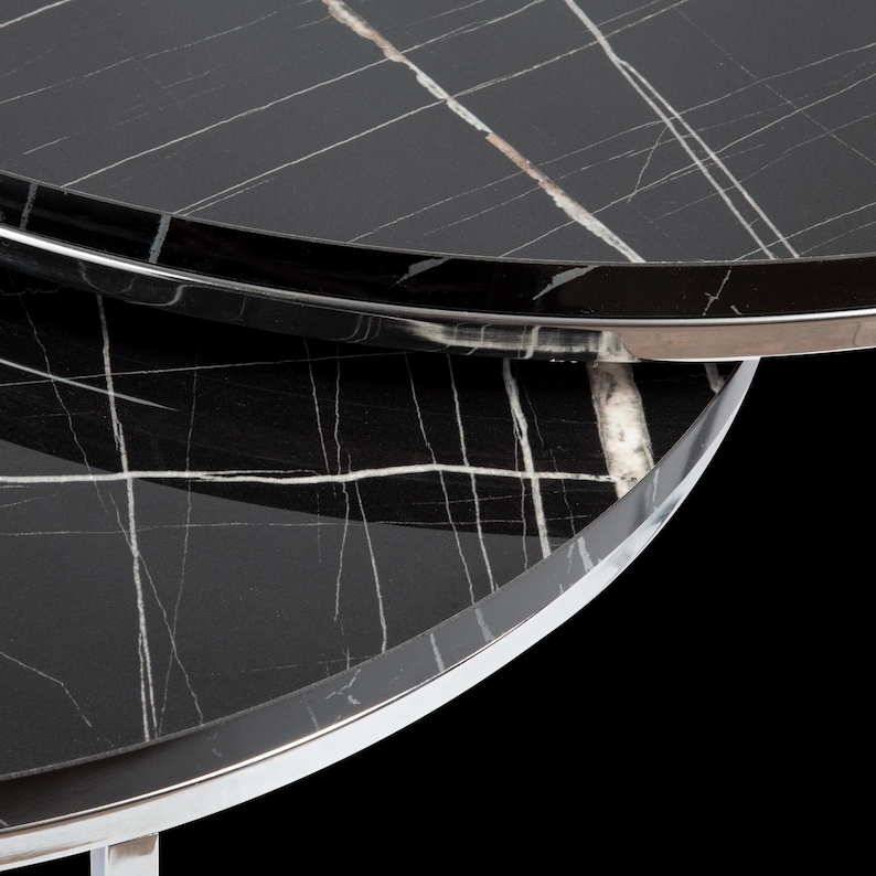 Modern Coffee Table Marble Inspired Charming Design, Round Center Table