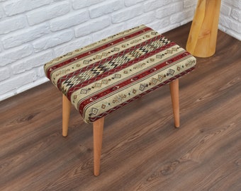 Stool, Ottoman, Upholstered Small Bench, Vanity Chair, farmhouse modern stool, bedroom stool, wooden stool, designer stool