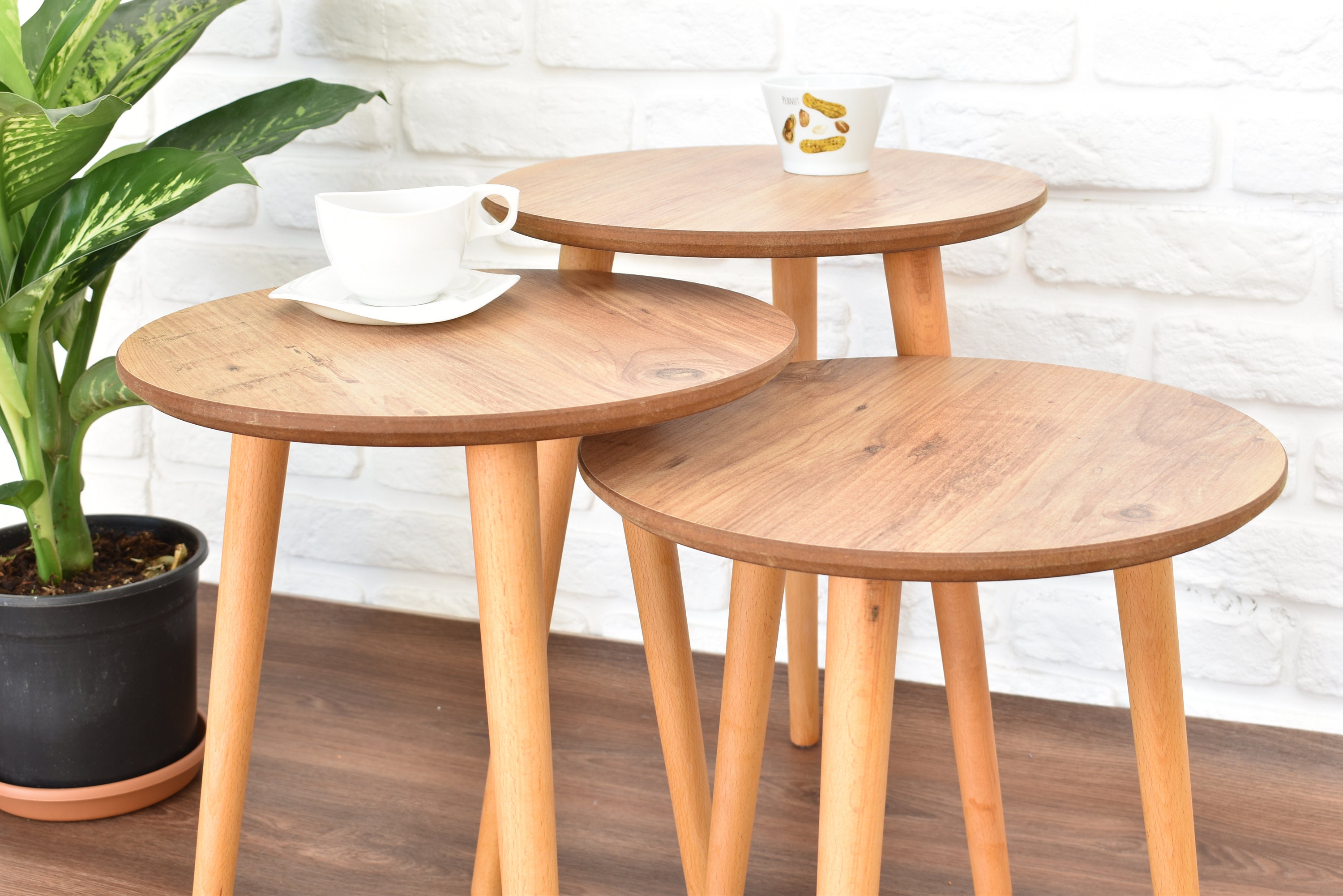 Rustic Round Coffee Table / Plant Stand / Nightstand / Wooden Etsy