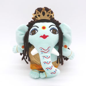 Ganesha cuddly god made of plush (plush toy/cuddly toy/soft toy) - turquoise