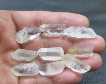 9 Piece Clear Crystal Quartz Lot: Rough Gemstones for Jewelry Making (24x27mm)