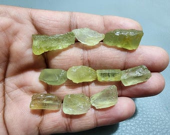 10pcs Yellow Aquamarine Heliodor Rough: Golden Beryl Gemstone (13-23mm,