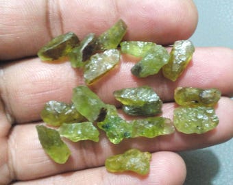 Raw Green Peridot Rough Lot (18 Piece): Loose Gemstone, Jewelry Making