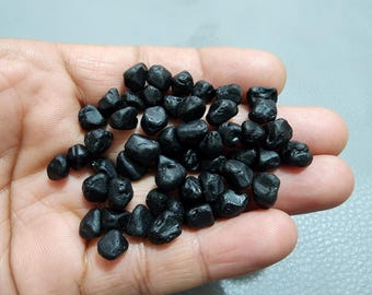 50 Piece Black Spinal Rough: Natural Raw Gemstone Crystals (7-9mm)