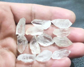Raw Clear Quartz Crystal Points: 12 Piece Rough Gemstones, Jewelry Making