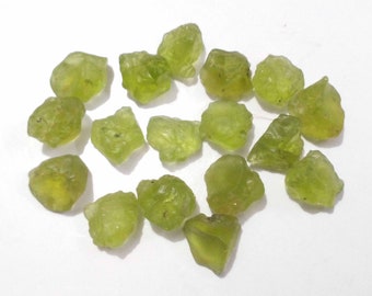 Natural Green Peridot Raw Gemstone Lot (17 Pieces, 8-9 MM) for Jewelry Making