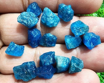 Neon Apatite Raw Gemstone Pieces: 8-11mm Crystal Rough, Jewelry Making