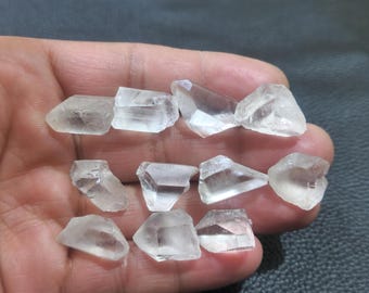 Raw White Crystal Quartz: 11 Piece Lot, Rough Gemstones for Jewelry Making