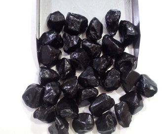 10 AAA Raw Black Spinel Gemstones: 12-14mm Rough Loose Jewelry Making