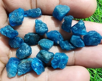 Natural Blue Apatite Crystals (20 Piece): Rough Gemstone for Jewelry Making