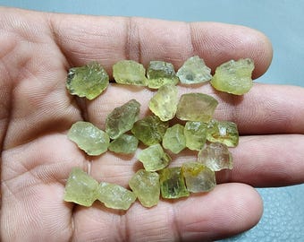 Aquamarine Heliodor Rough: 21 Raw Golden Beryl Gemstones (10-13mm, 70 Crt TCW)