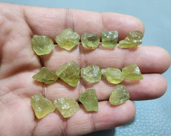 Rare Heliodor Aquamarine Rough: 14 Piece Golden Beryl Gemstone Lot