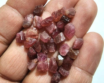 Natural Pink Tourmaline Rough Stones 32pcs 6-10MM | Raw Gemstone Lot for Jewelry Making,